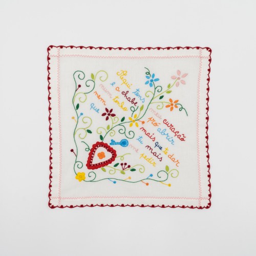 Valentine's Handkerchief - Heart and Key